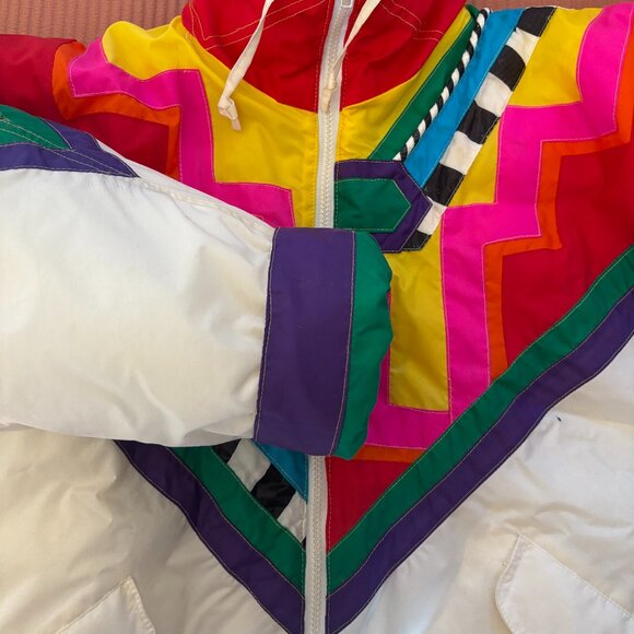 RARE Vintage Retro 80s/90s Colorful Abstract Geometric Ski Jacket, Size Medium - Picture 10 of 15